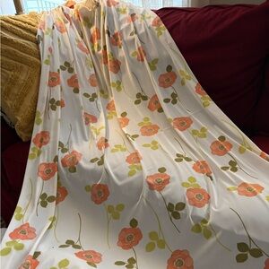 Vintage Floral Craft Fabric Peach & Green Floral 100” × 48” Raw Edge, Mod Poppy